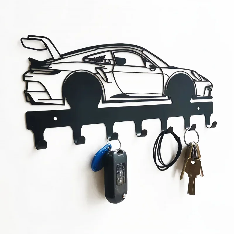 Autoschlüsselhalter aus Metall im Industriestil mit einfacher Installation, schwarze Kfz-Schlüsselhaken mit robuster Beschichtungsoberfläche