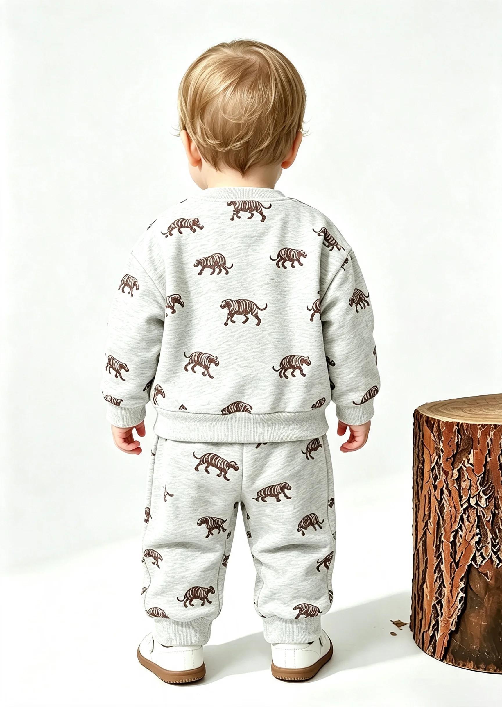 Baby Boy 2Pcs Clothes Set Toddler Tiger Print Fleece Sweatshirt Pants Infant Fall Winter Casual Outfit