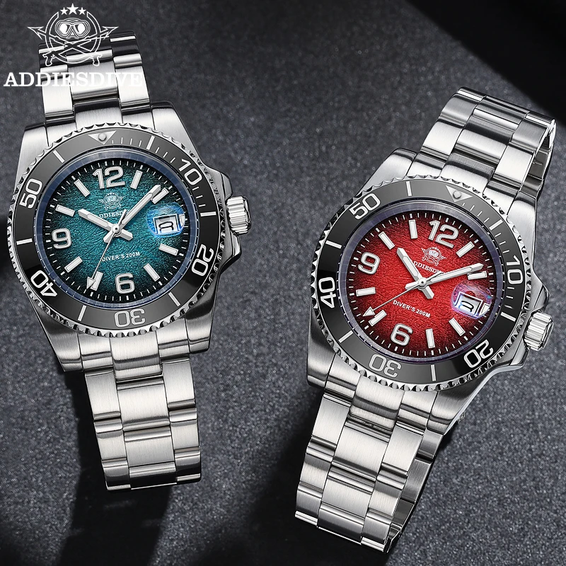 ADDIESDIVE 41mm 남성 다이빙 시계 AD2513 20Bar 방수 BGW9 슈퍼 루미너스 남성용 쿼츠 시계