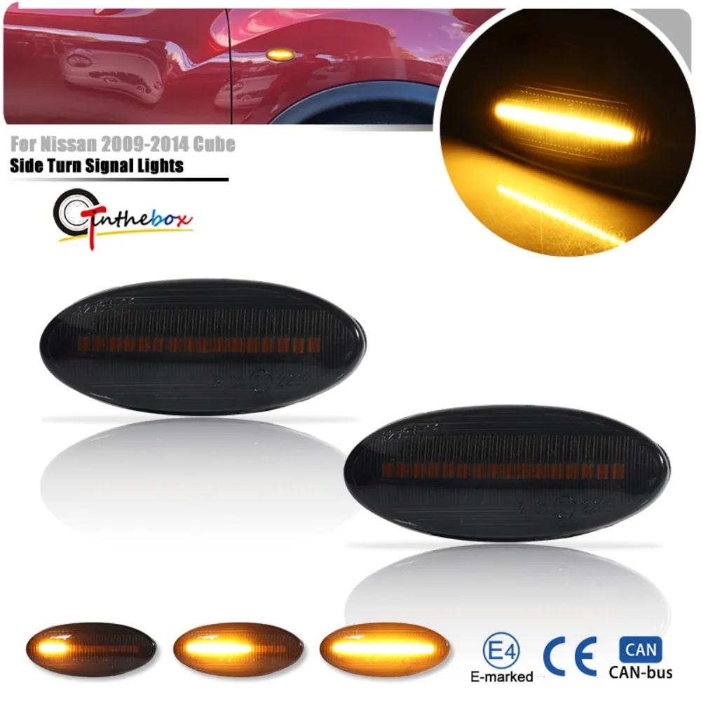 Car Dynamic Amber LED Front Side Marker Indicator Lights For NISSAN Qashqai CUBE X-TRAIL Juke LEAF NV200 March Turn Signal Light