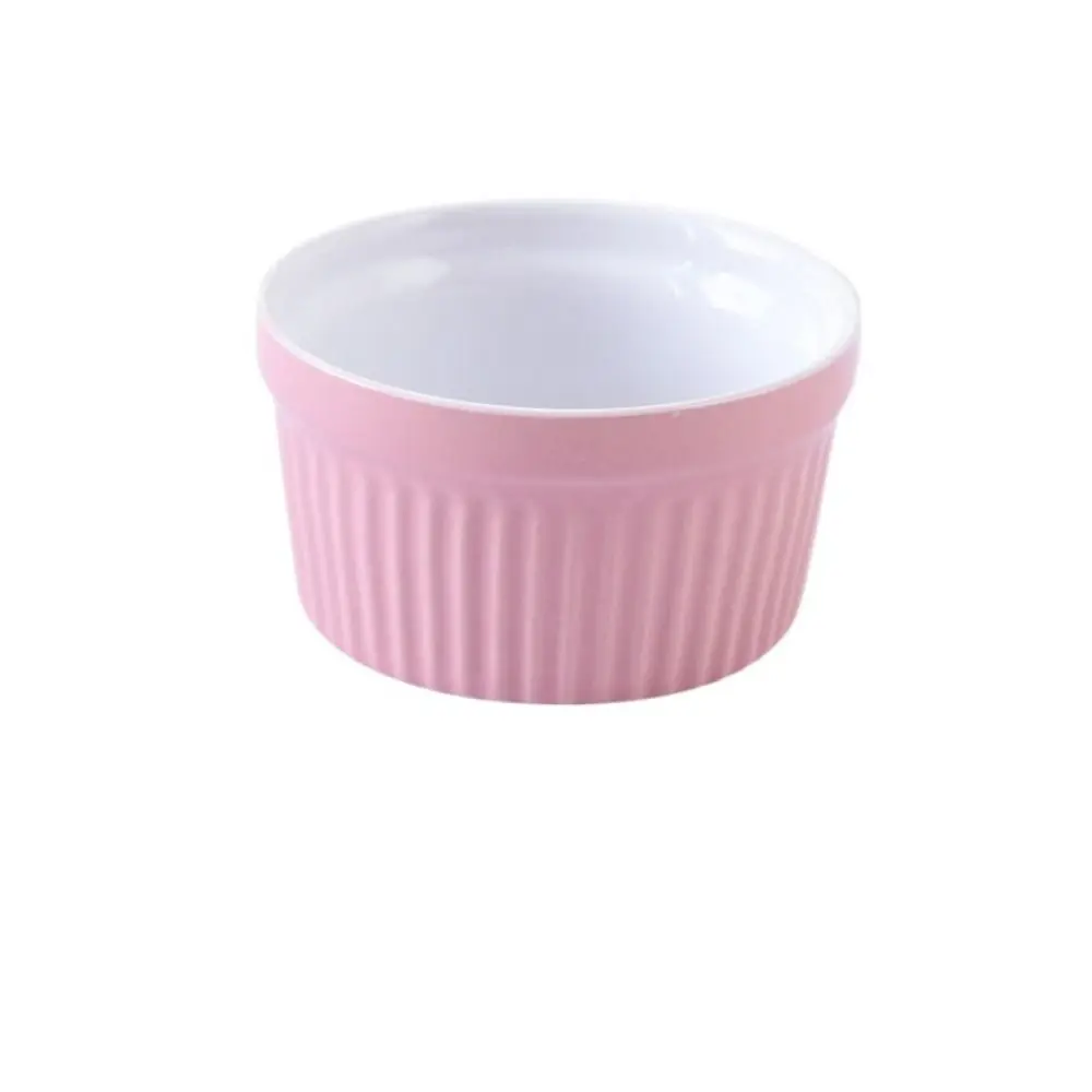 4Pcs Colorful Ramekins for Baking Oven Safe Ceramic Souffle Cups Mini Various Sizes Fluted Porcelain Bowls Lava Cakes