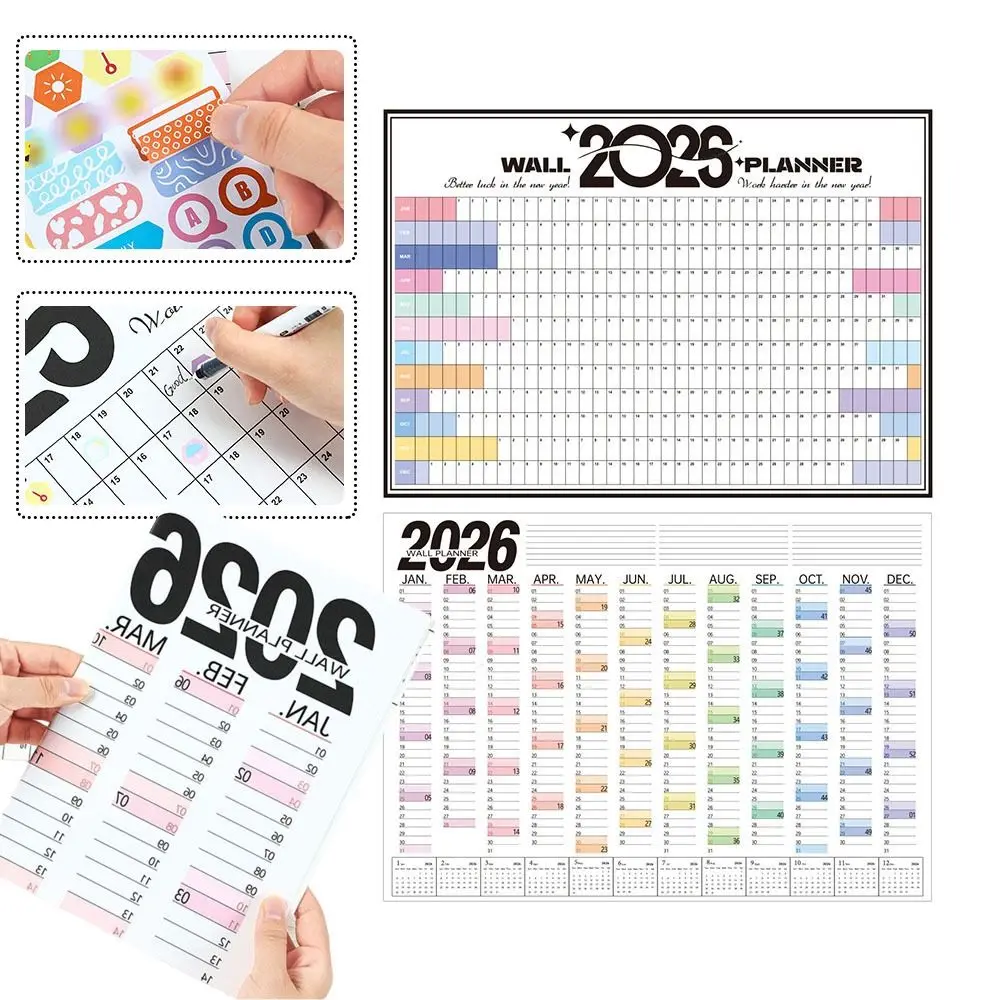 New Large 2026 Calendar Planner Sheet Schedule Sticker Planner Target Wall Calendar 365 Days Planner Sheet Office Supplies