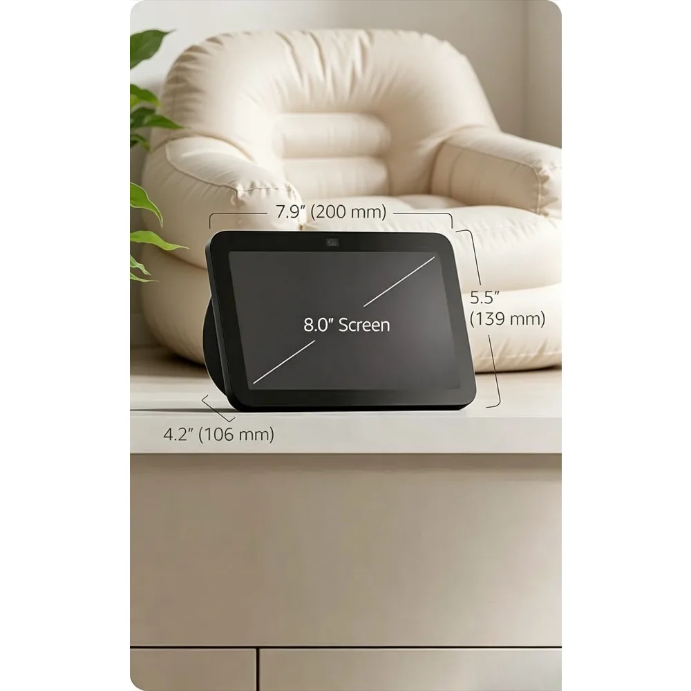 Inflatable Seatings Smart Display with Spatial Audio Alexa Voice Control Video Calling Hub for Open Living Spaces Glacier White