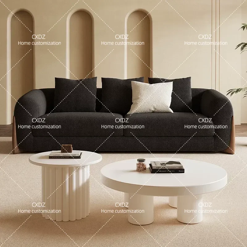 Minimalist Black Sofa Simple Retro Style for Small Apartment Living Room Beauty Salon Reception Clothing Store Rest Area