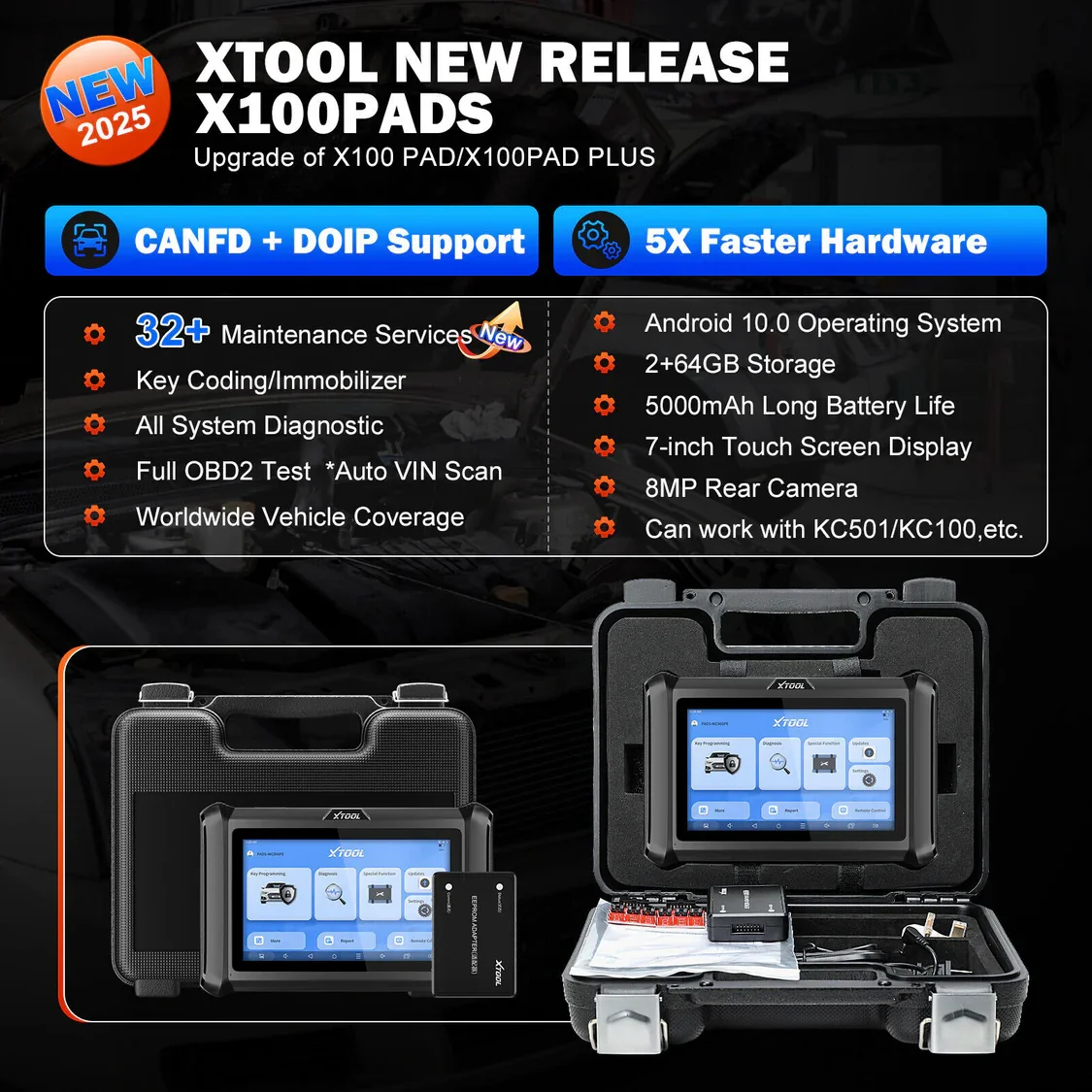 Picture 3: 2025 XTOOL X100 PADS V2.0 Car Key Programmer IMMO Programming All Key Lost All System Diagnostic Tools 32 Reset Fcuntions