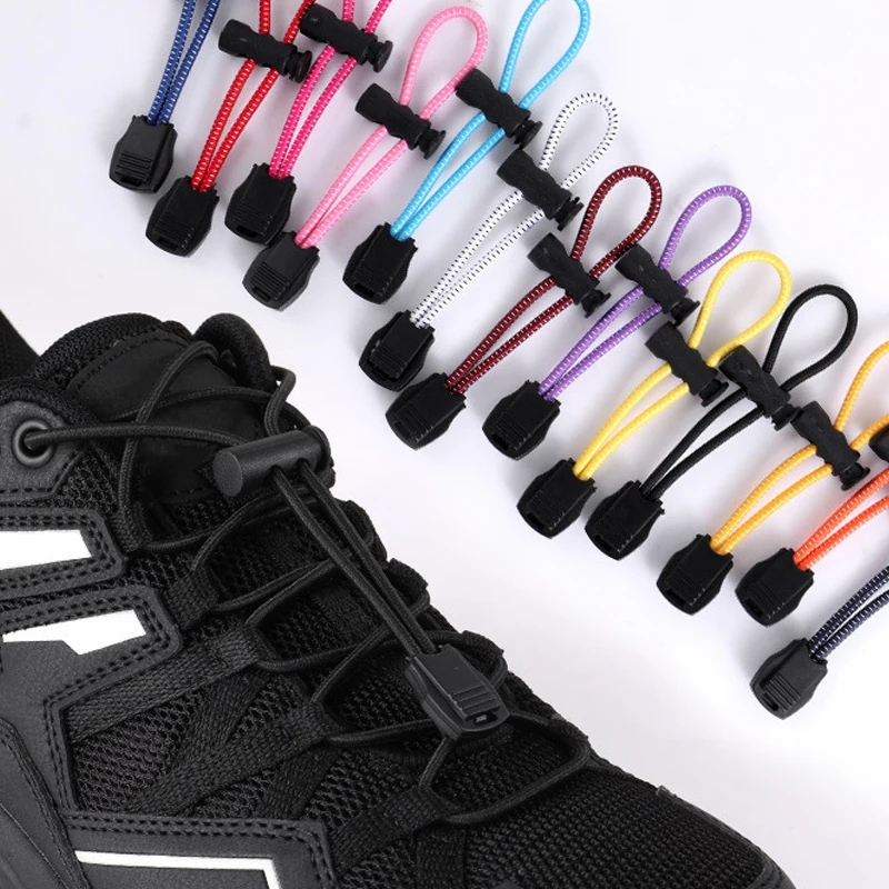 New 1Pair/3Pair Unisex Quick-Release Shoelaces Round Elastic Shoelace No-Tie Laces for Sneakers and Boots Shoe Laces