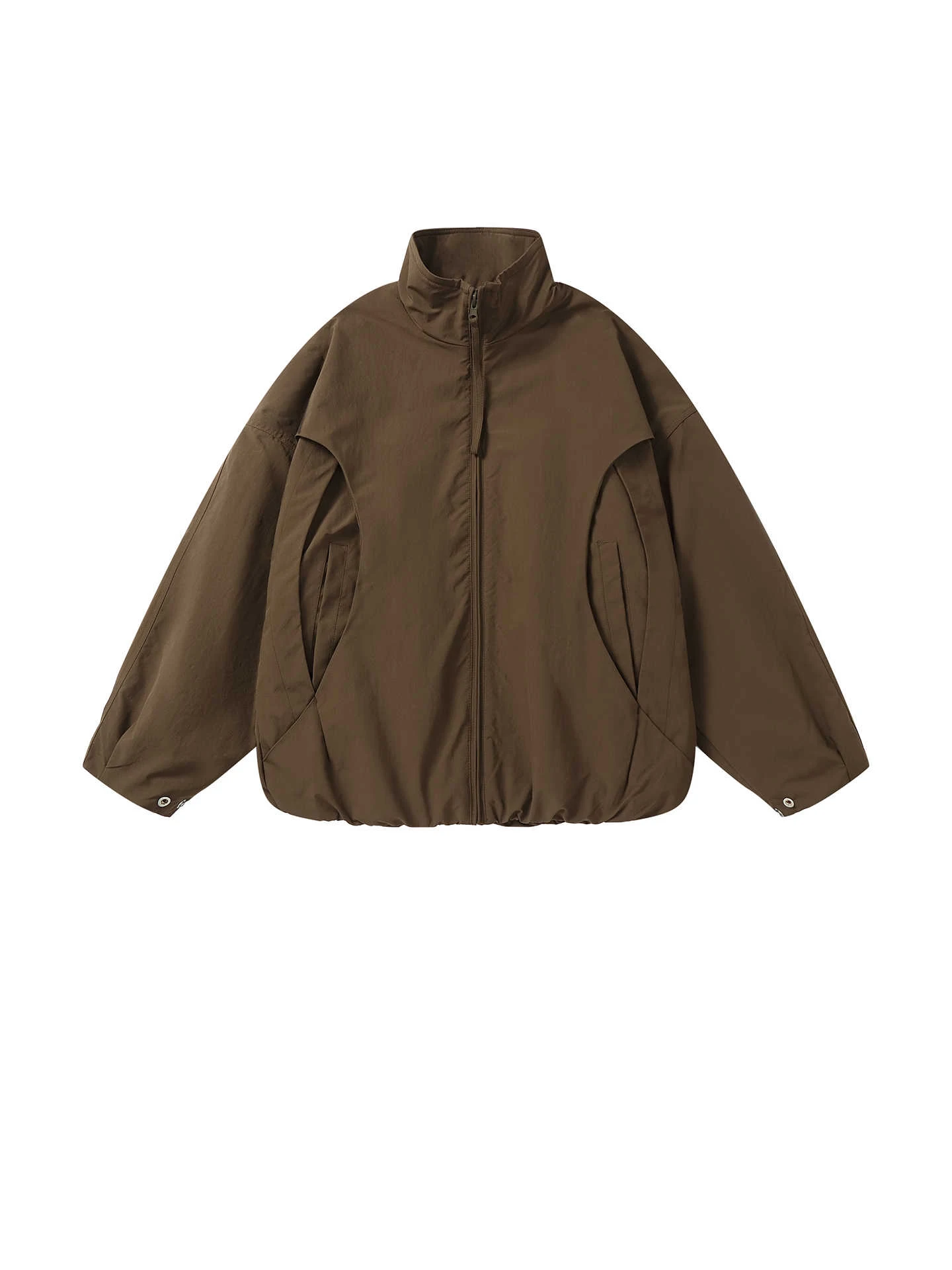 

Casual Men's Stand Collar Jaet Loose Fit Color Functional Sle Workwear Outerwear American Deconstructed Leisure Top