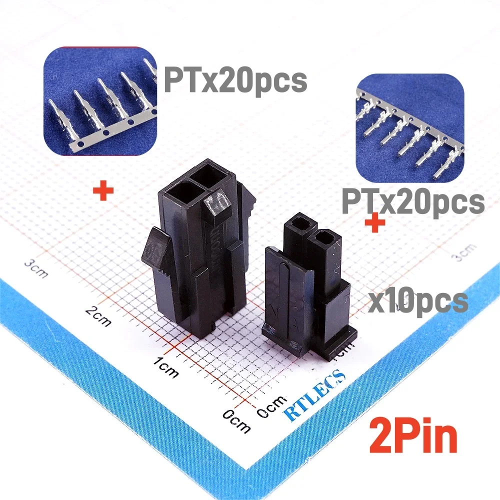 10Sets Micro-Fit 3.0 MM Receptacle Housing + Plug Shell Panel Mount Ear + Male Female Crimp Terminal 2 3 4 5 6 7 8 9 10 Circuits