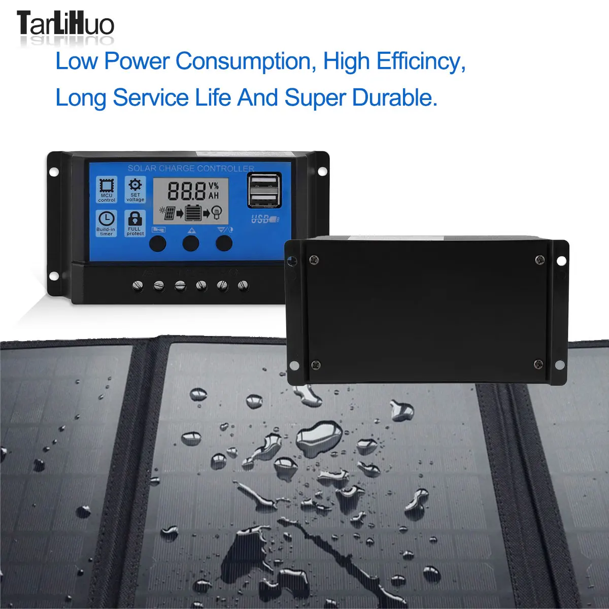 Controlador de Panel Solar PWM, sistema de Control multiusos de carga de batería/Dischage, auto12 V/24V, 2USB, farola