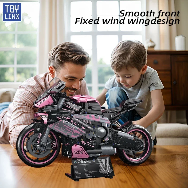 

Cyberpunk Pink Motorcycle 2045PCS Building Blocks Racing Model Plastic Toy Christmas Easter Gift for Kids