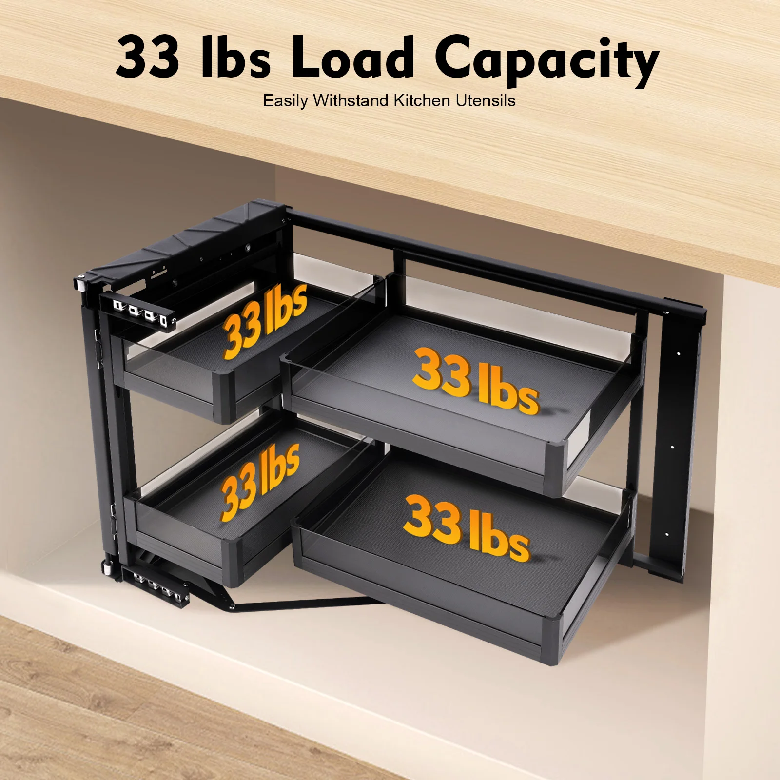 Blind Corner Cabinet Pull Out For 14 Inch Organizer Kitchen Corner Cabinet Pull Out 2 Tiers Swing Tray