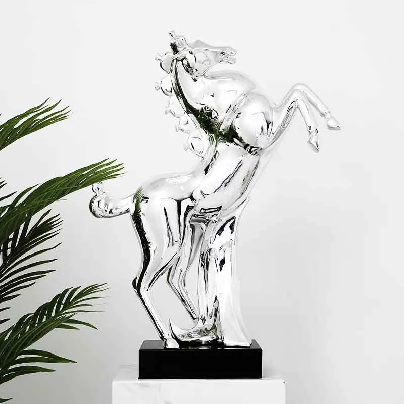 l*-Large Scale Horse Sculpture,Living Room Ornaments,Nordic Crafts Office Desktop Decoration,Creative Artworks,Luxury Statue