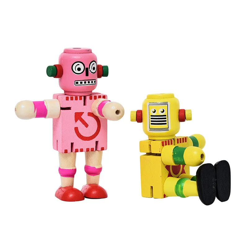 Wooden Robot Toy Construction Toys Building Set Wooden Transforming Toys Birthday Party Favors for Kids B88