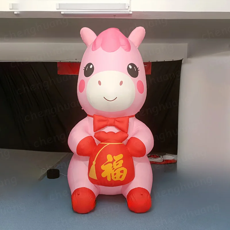

Надувная розовая лошадь, воздушная модель животного, с воздуходувкой, квадратный декоративный реквизит для торгового центра на открытом воздухе
