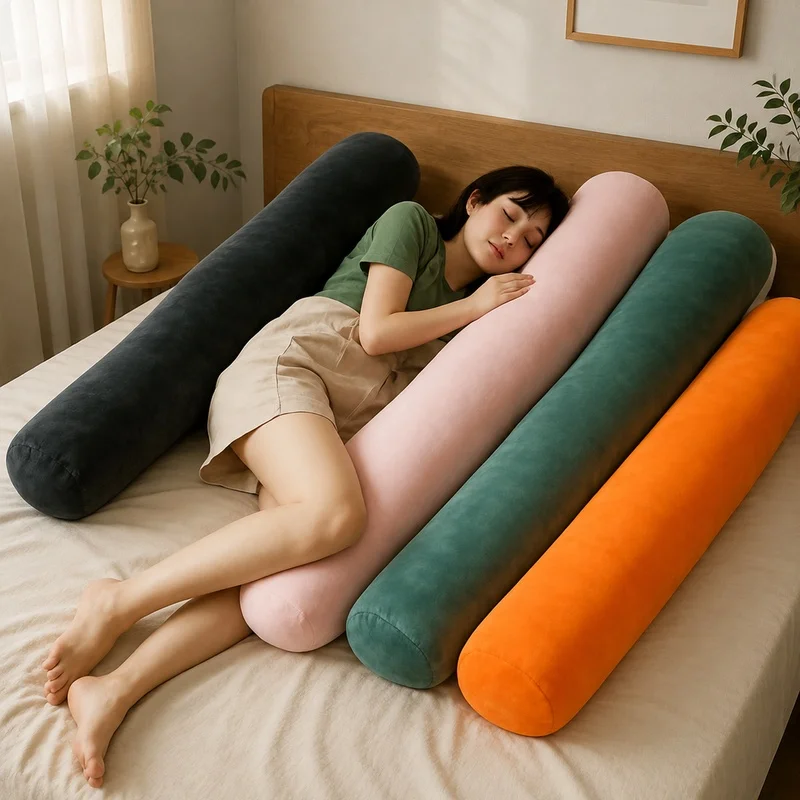 Ergonomic Long Bolster Pillow for Pregnancy Support, Ideal Side Sleeper and Bed Reading Cushion, Versatile Comfort Aid