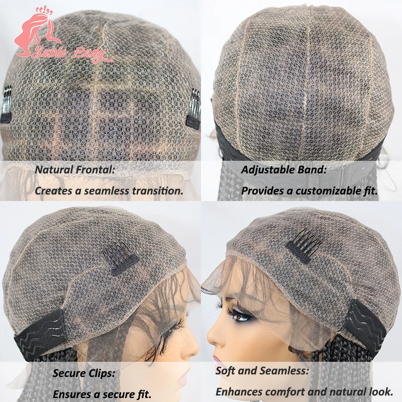 Synthetische Korte Gevlochten Pruiken Voor Zwarte Vrouwen 10 "Korte Bob Vlechten Kant Voorkant Vlechten Haardoos Vlecht Full Lace Pruik Licht Gewicht