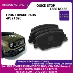 THREEON Front Ceramic Brake Pad for JEEP COMPASS RENEGADE SUV / VAN 2014-Present JEEP COMMANDER 2021- FIAT 500X TORO 2014-Pre