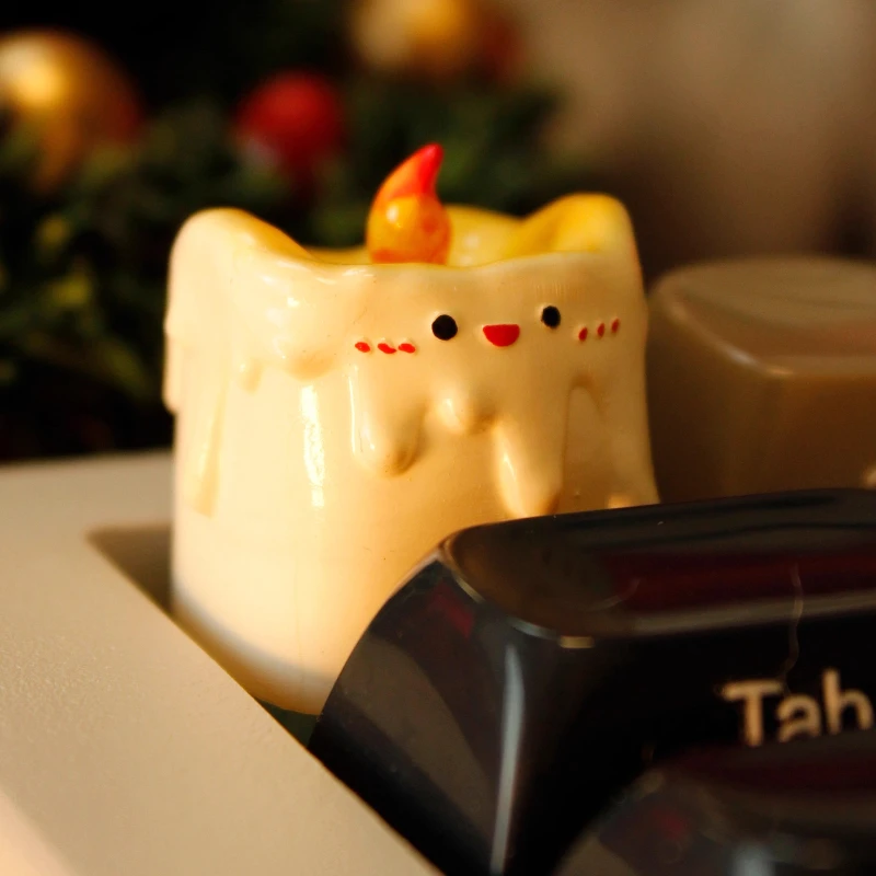 Christmas Series Christmas Candle Keycaps Resin Cute Personalized Christmas Holiday Creative Artisan Keycaps for Keyboard Gifts