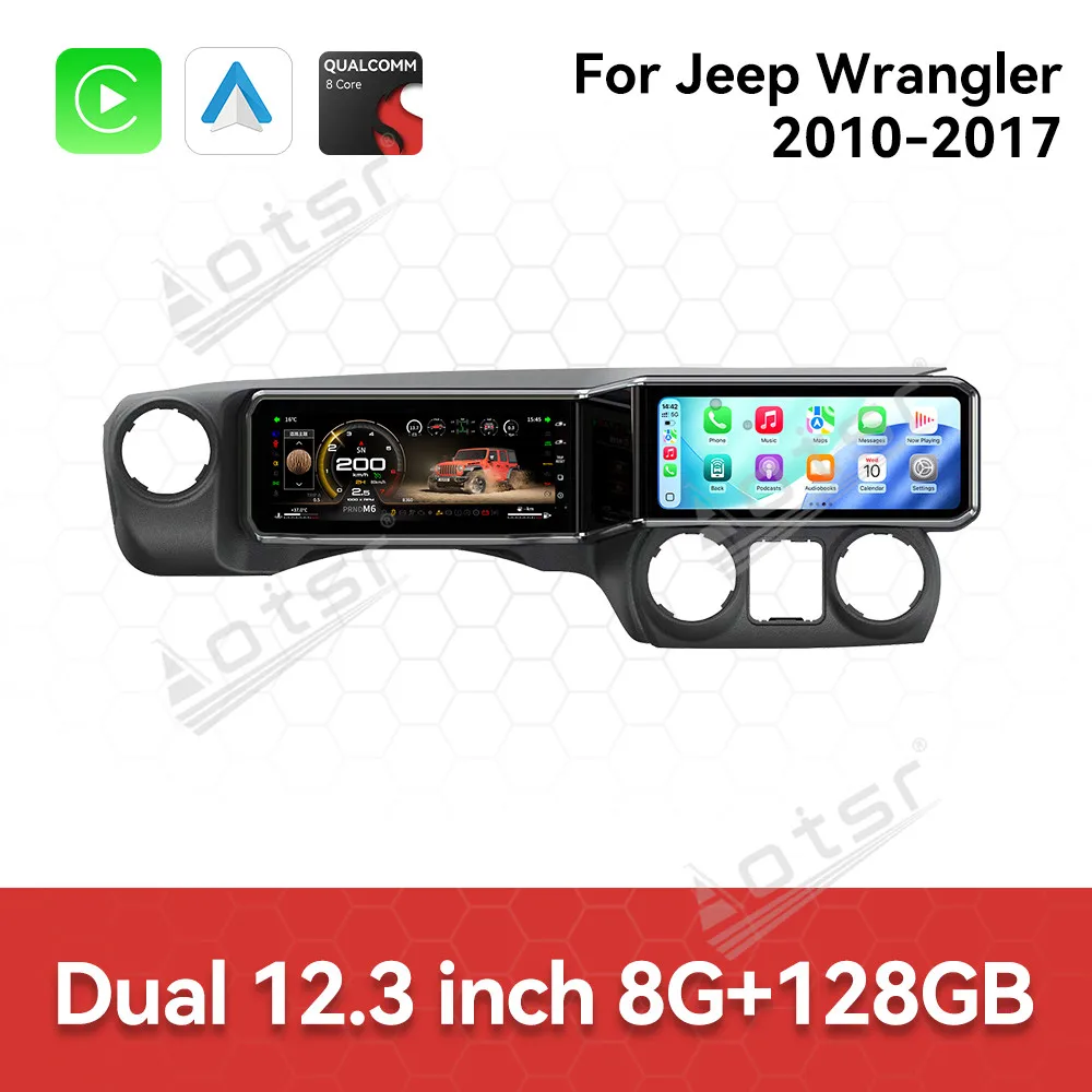 

For Jeep Wrangler 2010~2017 Android 13 Auto Multimedia Car Radio Car GPS Navigation Audio Stereo Head Unit Smart Screen Carplay