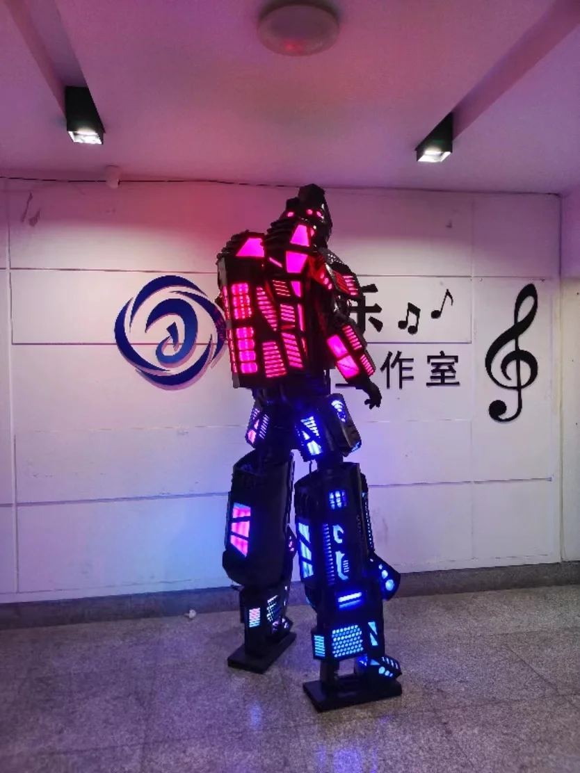 Led Robot Costume Plastic Stilts Walker Robots show costumes Kryoman Performance Wear