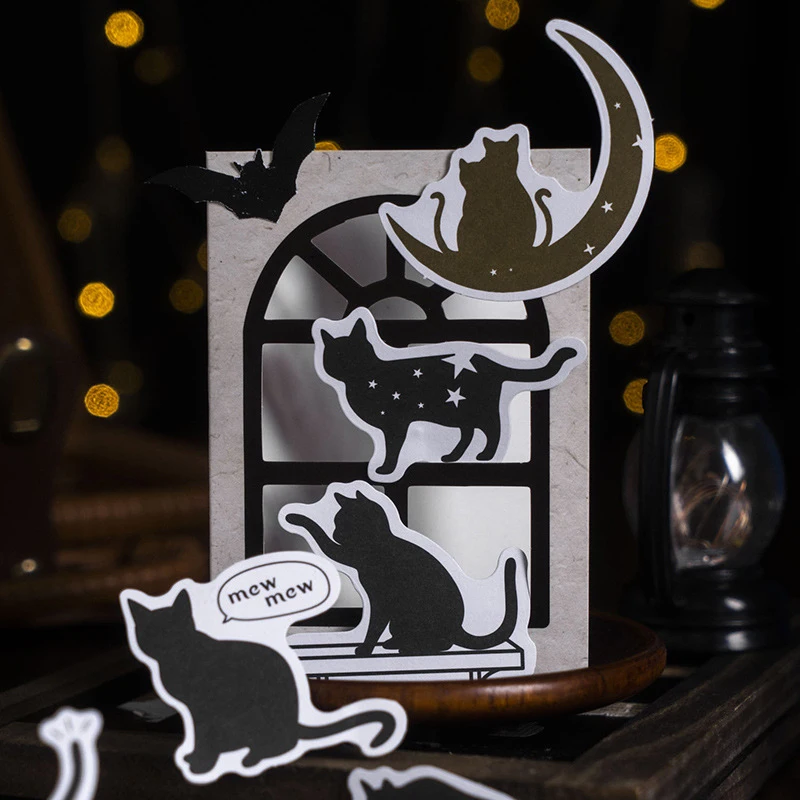 1pack/20pcs Cat Stained Glass Window Theme Material Paper, DIY Handmade Album Scrapbooking Decorative Paper Supplies