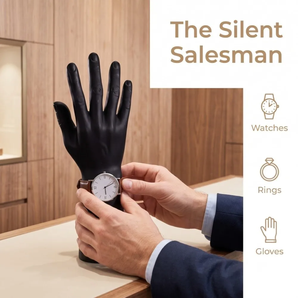 Photography Props Matte Hard Male Hand Model Realistic Durable Mannequin Hand Standing Portable Ring Display Prop Window Display