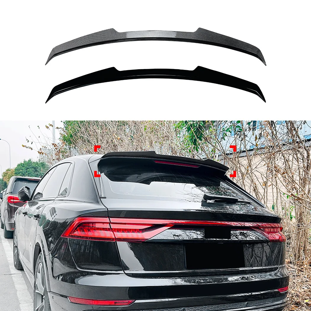 

Rear Center Spoiler Wing Lip For Audi Q8 SQ8 2019+ Carbon Fiber Look/Gloss Black Tail Trunk Lid Middle Splitter