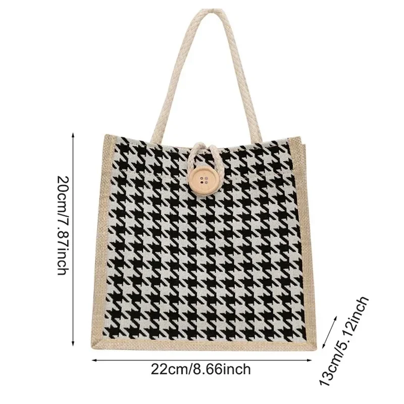 Ins Lunch Bags for Women Houndstooth Small Lunch Bag Food Storage Tote Bag Functional Portable Travel Picnic Outdoor Lonchera