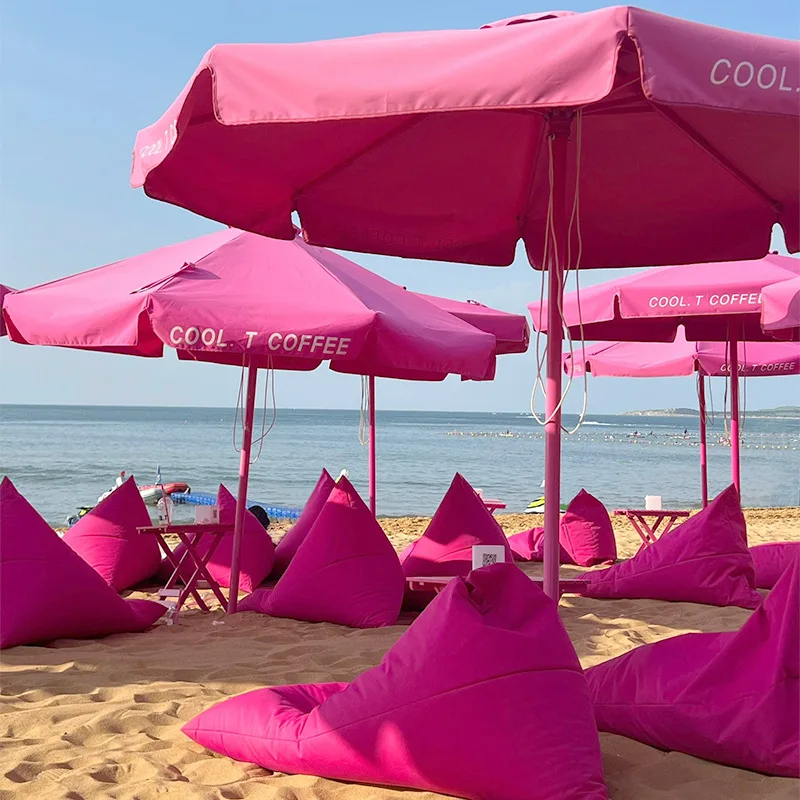Pink Internet celebrity outdoor parasol Large outdoor umbrella 3 meters by 3 meters Courtyard sun umbrella Terrace middle