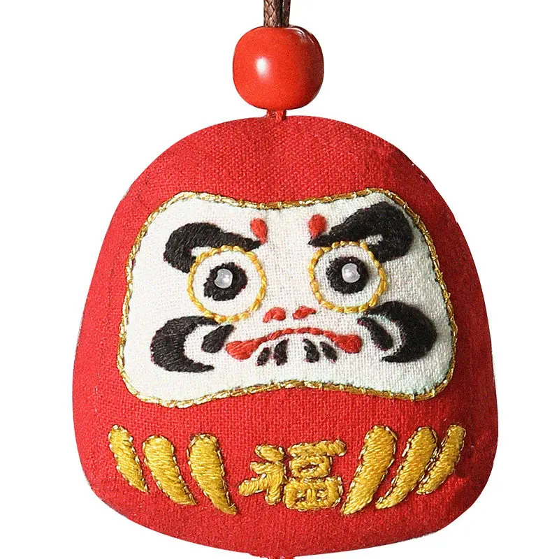 Diy Hand Embroidery Daruma Amulet Kit Beginner Friendly Lucky Charm Pendant Handmade Good Luck Gift Multiple Wish Style Options