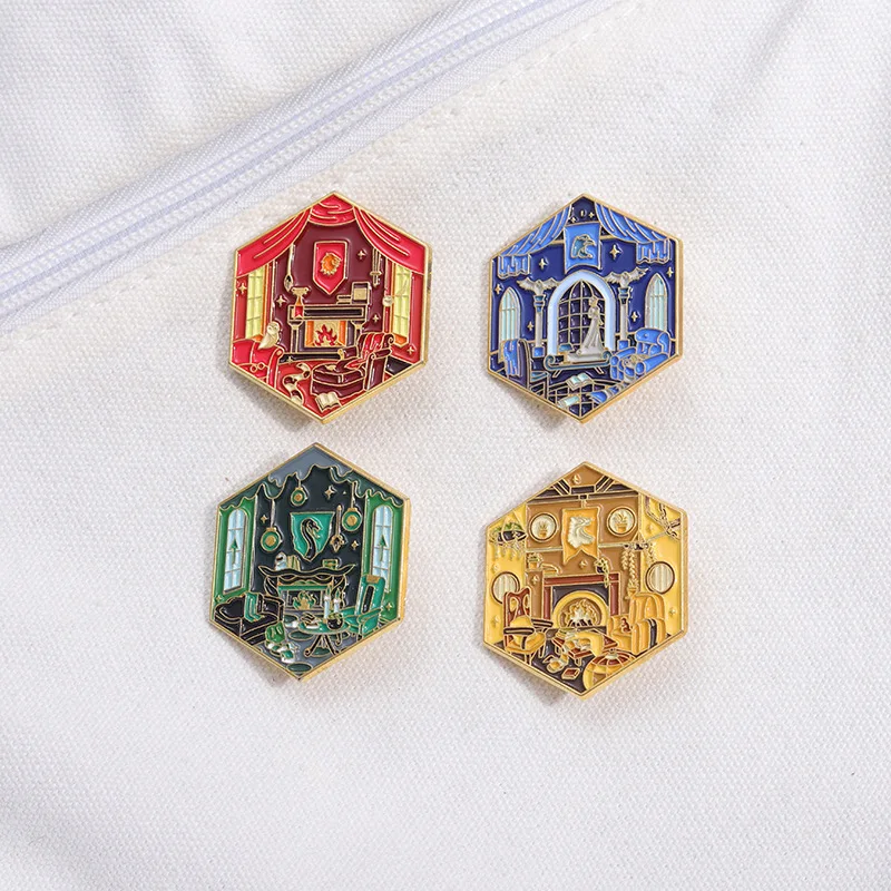 Geometric Color Film and Television Accessories Creative Magic School Room Geometric Design Badge Creative Brooch