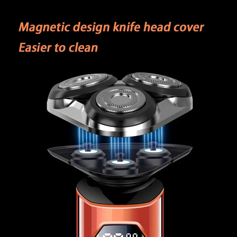 جديد الشعر المتقلب الرجال ماكينة حلاقة كهربائية مجموعة 4D 3 رئيس للماء الحلاقة أداة تهذيب اللحية عرض ذكي الحلاقة الرجال