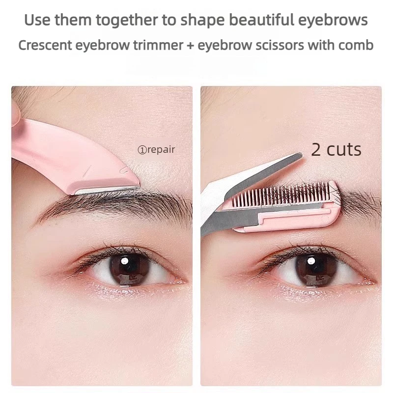 Ambidextrous Eyebrow Trimmer with Built In Comb Stainless Steel Precision Grooming Scissors for Perfect Brows Metal Tools Aid