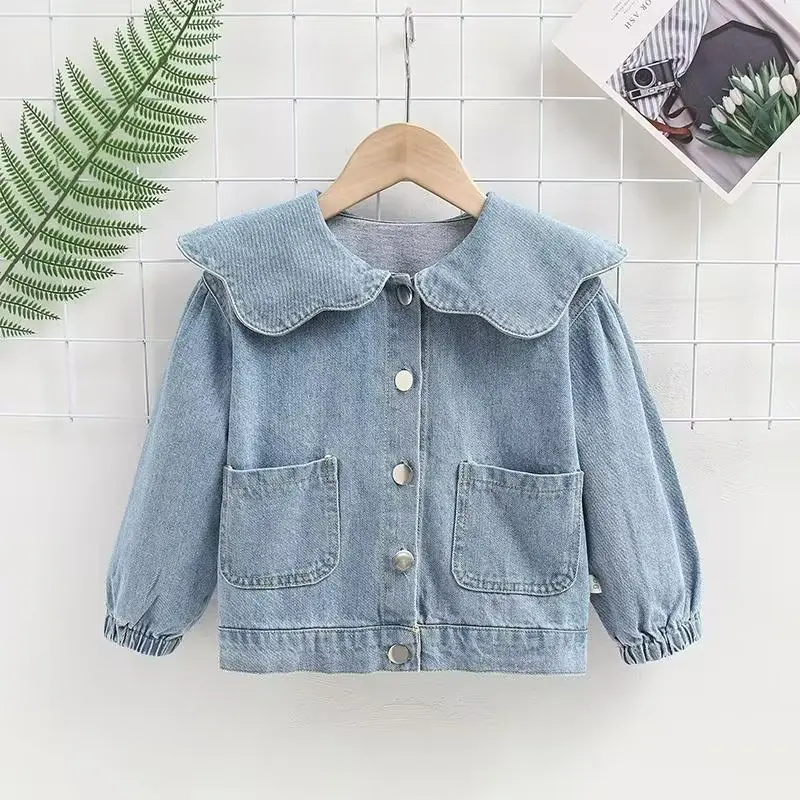 Spring Autumn Kids Denim Jackets for Girls Baby Korea Coats Fashion Child Kids Outwear Jeans Jackets2 4 6 7 Year 2023 New Jean