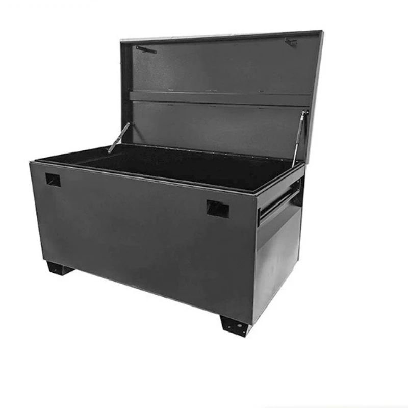 60 inch heavy duty, red and black, iron toolbox, truck yard, storage and handling tools