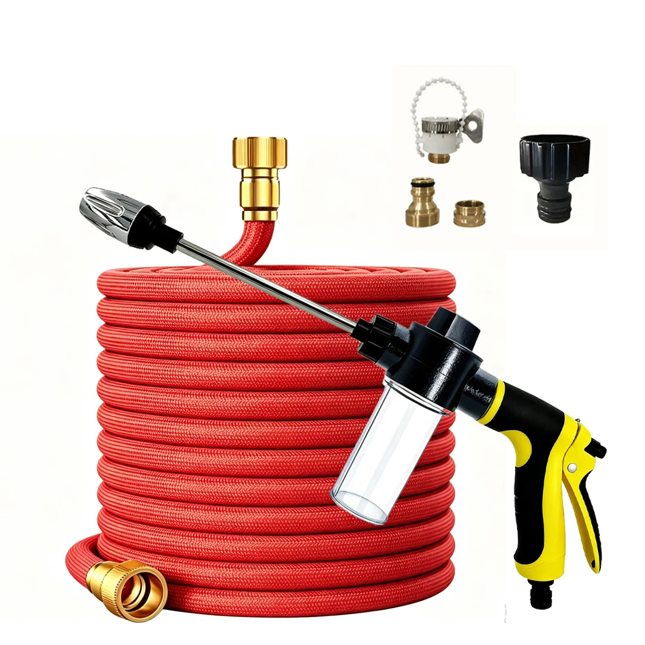 25FT-100FT Expandable Magic Hose Home Garden Watering Water Pipes High-Pressure Car Wash Cleaning Water Gun Gardening Supplies ﻿