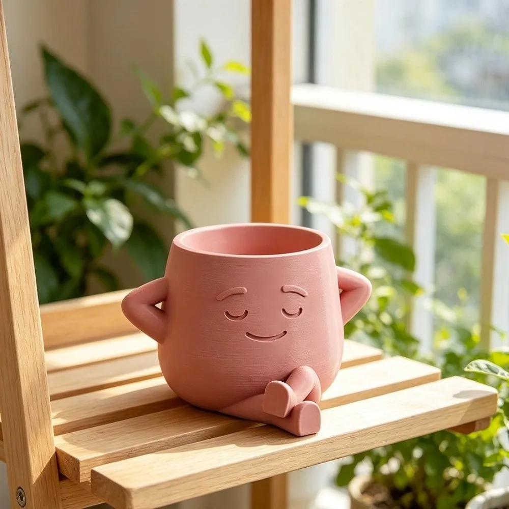 Unique Mini Size Plant Pot Stylish Design 3D Printed Head Planter Holder Ornaments Desktop Decoration Indoor Use
