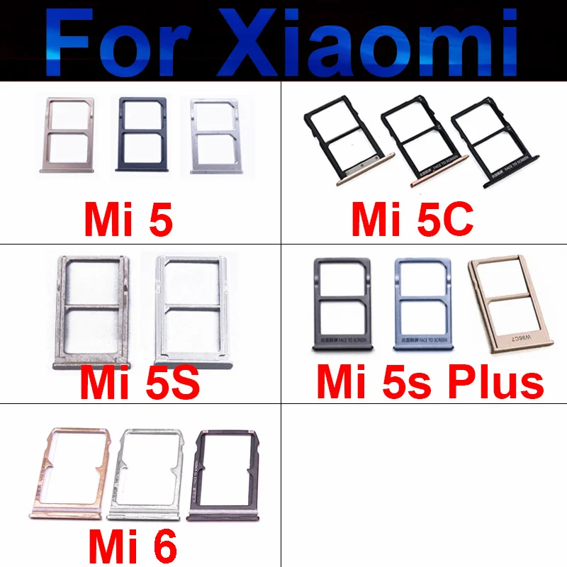 

SIM Card Tray Holder For Xiaomi Mi 6 5 5C Mi 5S Plus Sim Reader SD Card Slot Socket Adapters Cell Phone Replacement Repair Parts