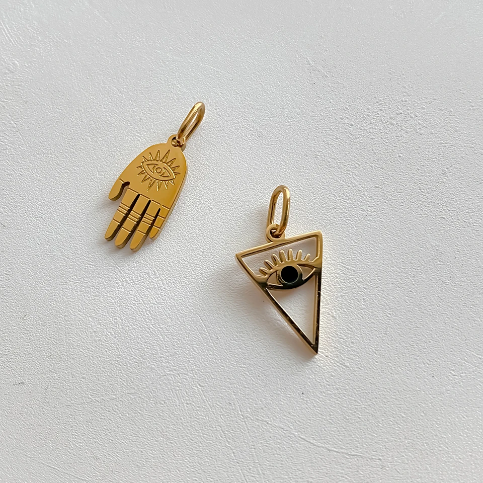 EMANCO Edelstahl Böses Auge Runder Kunstperlen-Anhänger Handgefertigte Halskette Armband DIY Schmuckherstellung Zubehör – Detail 5