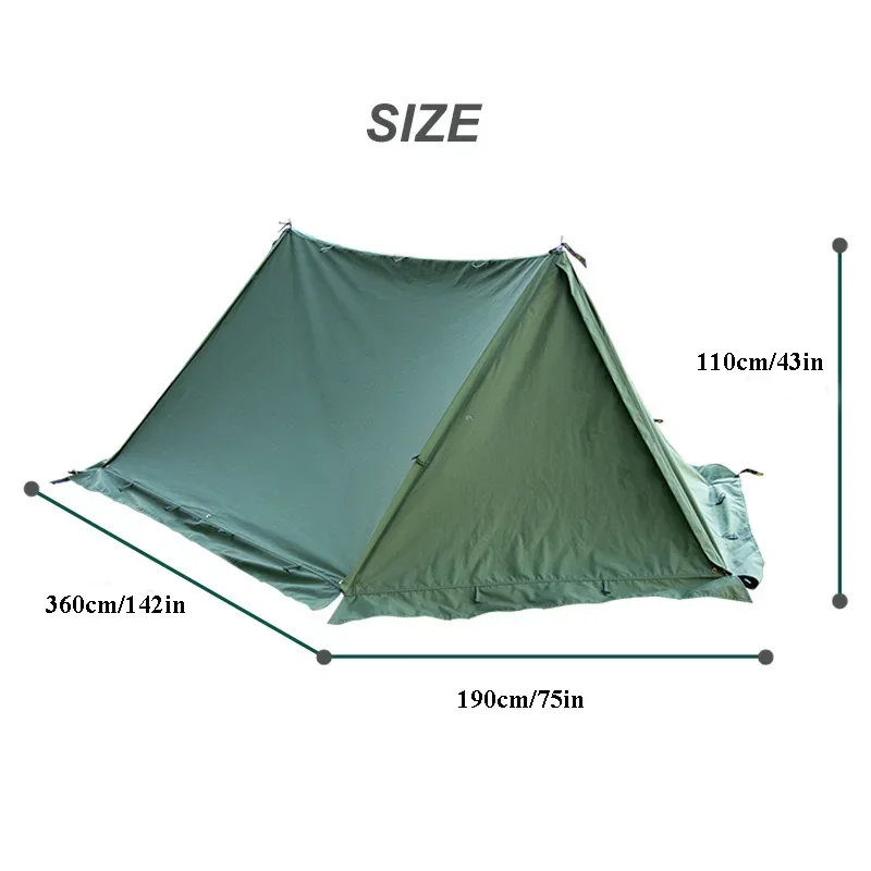 2 Personen Outdoor Oxford Baumwolle Zwei Spitzen Shelter Zelt Camping Regendicht Wasserdicht Verdicken Stoff Tragbare Sonnencreme Familie Plane