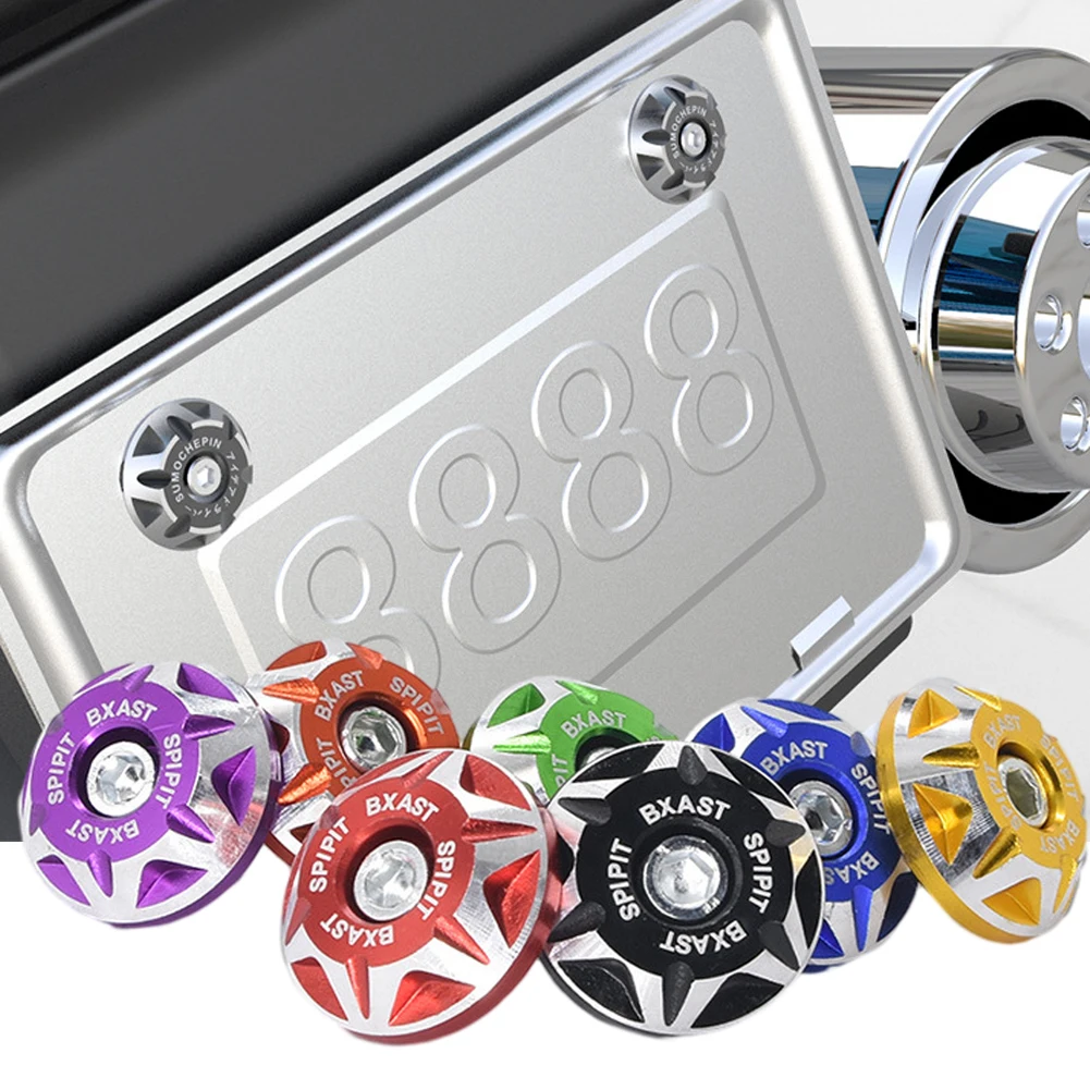 2Pcs Motorcycle License Plate Screw Cover Shell CNC 6MM Holes License Plate Screws Scooter Accessories Electric Motorcycle Parts