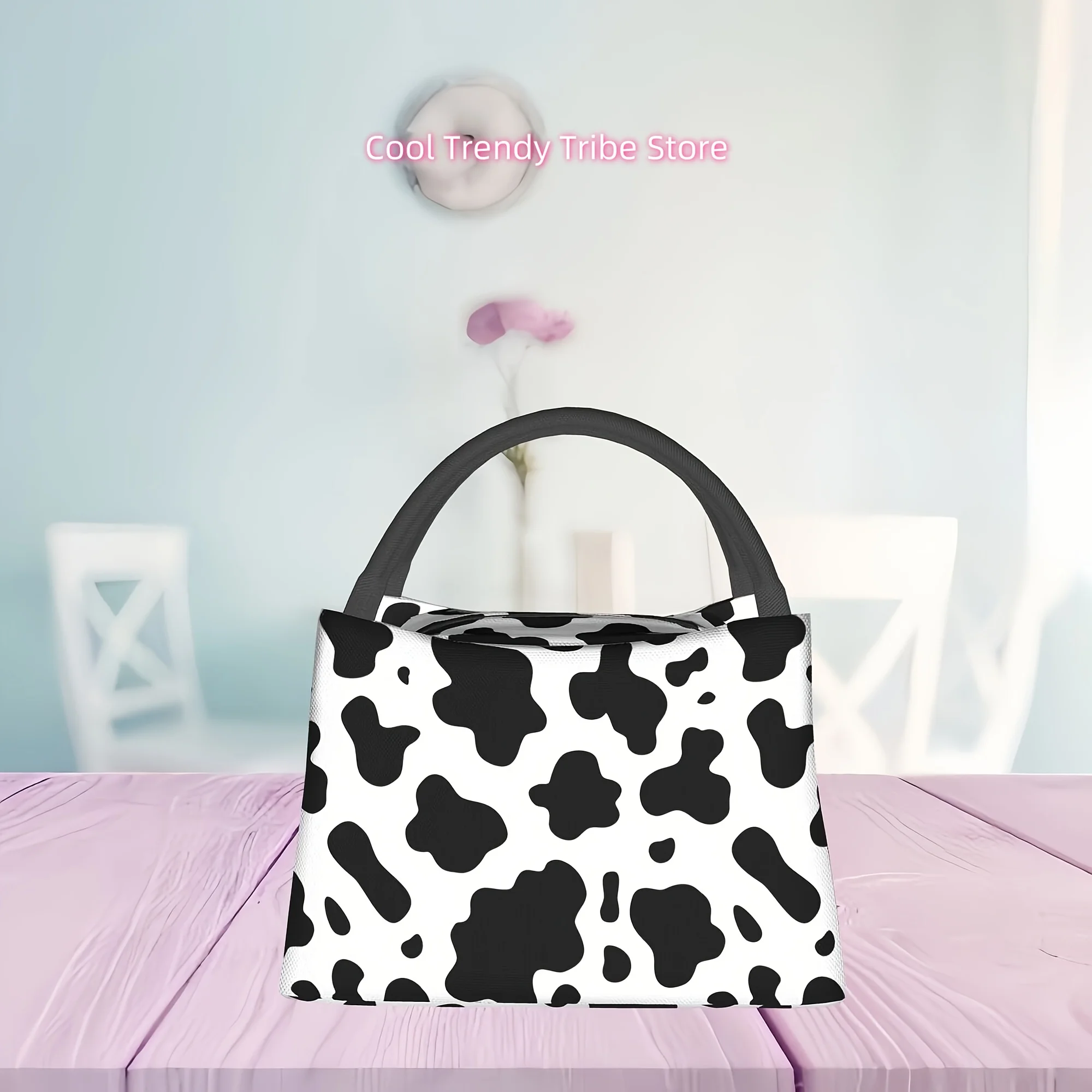 1pc Cow Print Insulated Cooler Bag - Reusable, Portable Lunch Tote for Camping, Picnics, Beach Outings - Ideal for Home, Office,