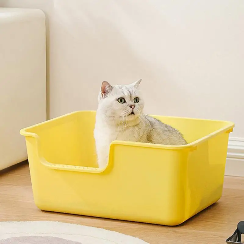 

cat Litter Box Open Top pet Toilet Semi Closed Cat Sandbox Splashproof Pet Litter Tray Kitten Bedpan Indoor Pet Supplies