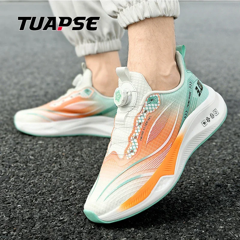 TUAPSE Men BOA Quick Lacing Running Shoes Breathable Shock-Absorption Non-slip Comfortable Sneakers Size 39-46