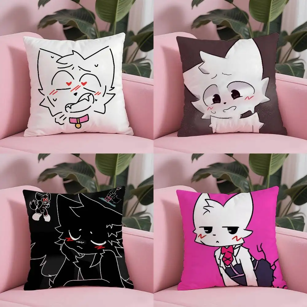 Boykisser Silly Cat Niedlicher Kissenbezug, Anti-Dustmite-Kissenbezug, unsichtbarer Reißverschluss, seidiger kurzer Plüsch-Sofa-Kissenbezug