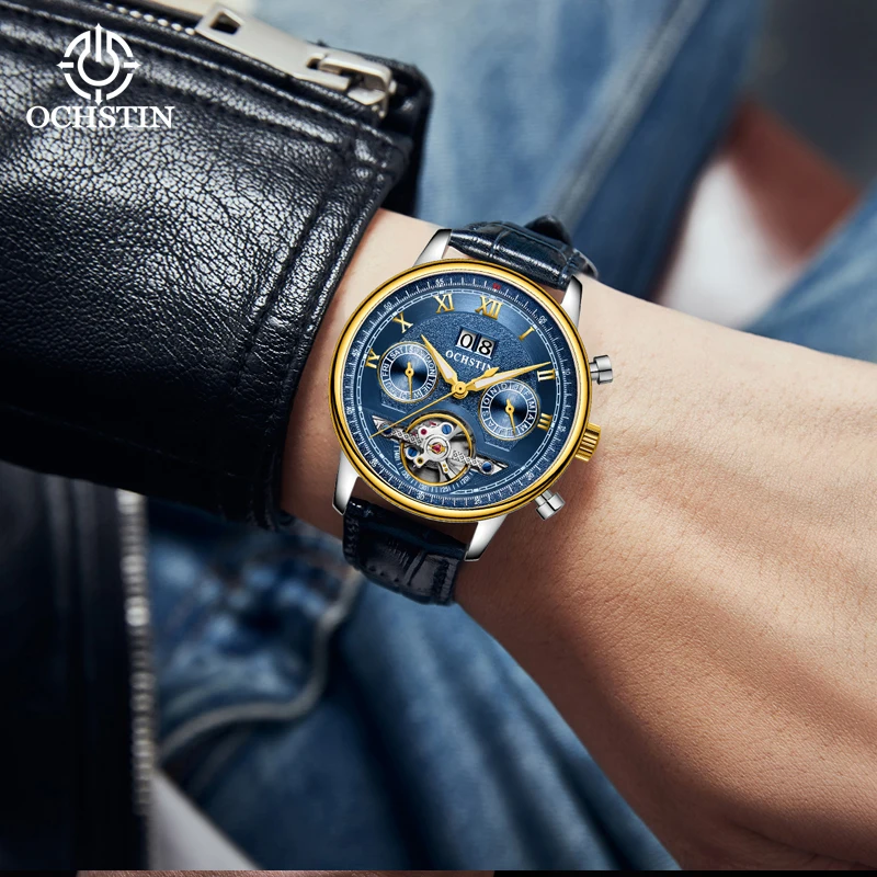OCHSTIN Hot 2024 Watch for Men Date Week Month Shanghai Tourbillon Mechanical Movement Busines Leisure Men\'s Mechanical Watches