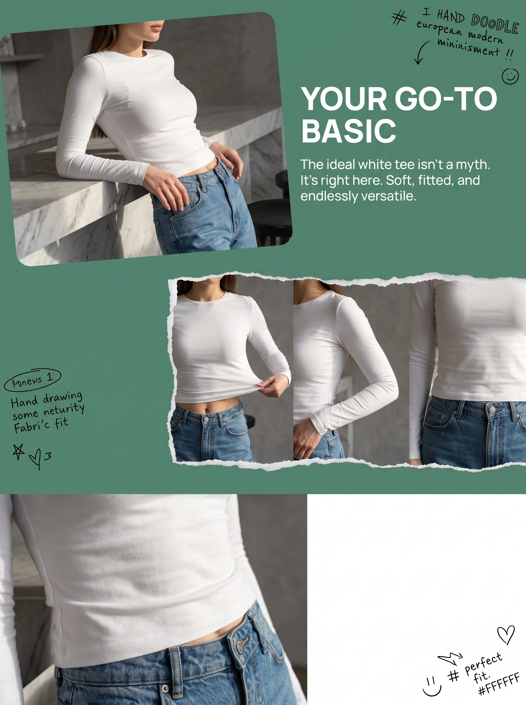 Gadinus Damen Slim Fit Langarm-T-Shirt, einfarbig, lässig, Rundhalsausschnitt, Basic-Top – Detail 2