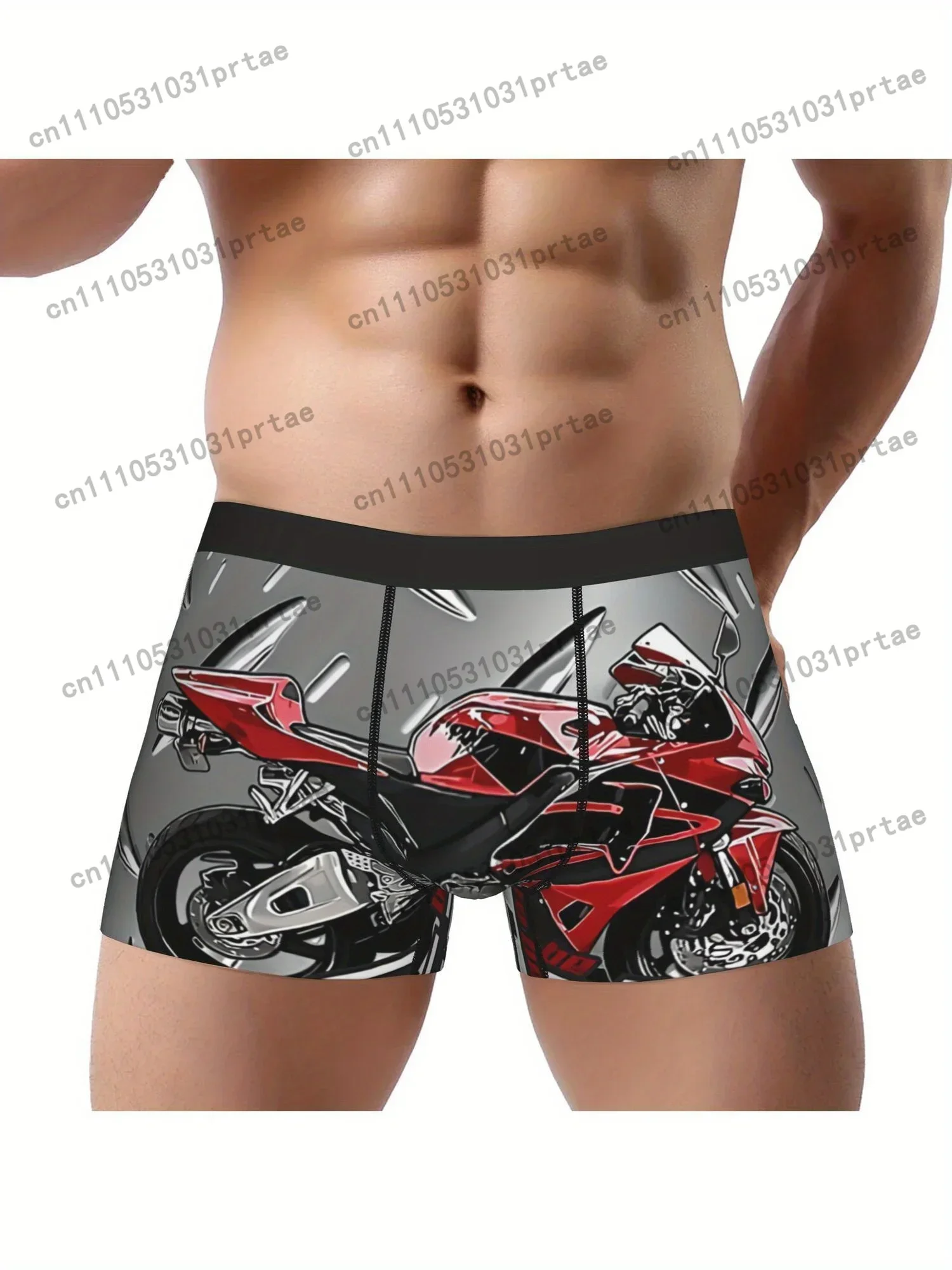 Red Motorcycle Sports Bike Superbike Underwear Designed for Men, Featuring Breathable Fabric And a Sexy Boxer Brief Style Black