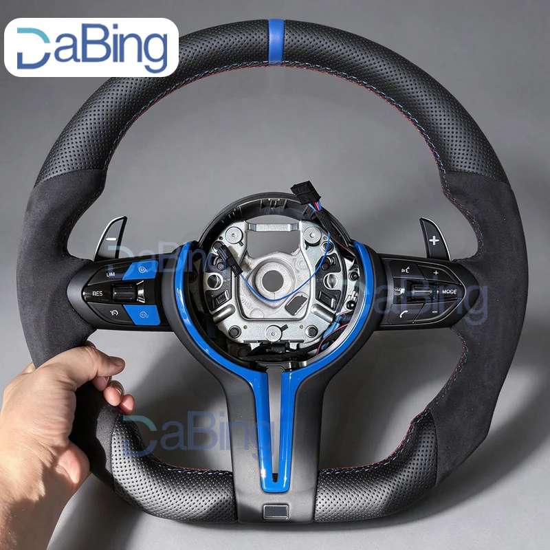 Blue/Red Stitching Steering Wheel For BMW F10 F20 F21 F22 F30 F31 F32 F36 F87 M3 F80 M4 F82 F15 F16 Alcantara Leather Material