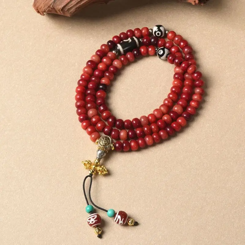 Reflowed Jade And - Abacus Beads, Double-Circle Full-Blooded Cow Bone Multi-Strand Necklace